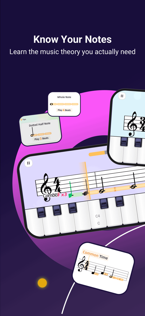 PianoDodo - Learn Piano Basics - PianoDodo app interface showing music theory lessons and note recognition on a virtual piano