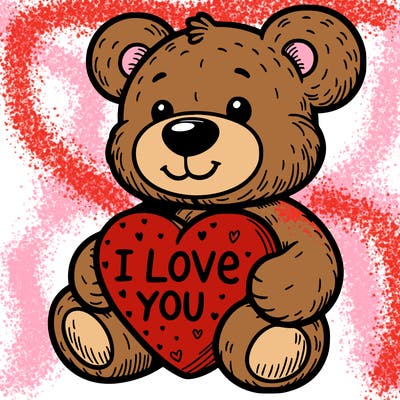 teddy bear holding an i love you heart