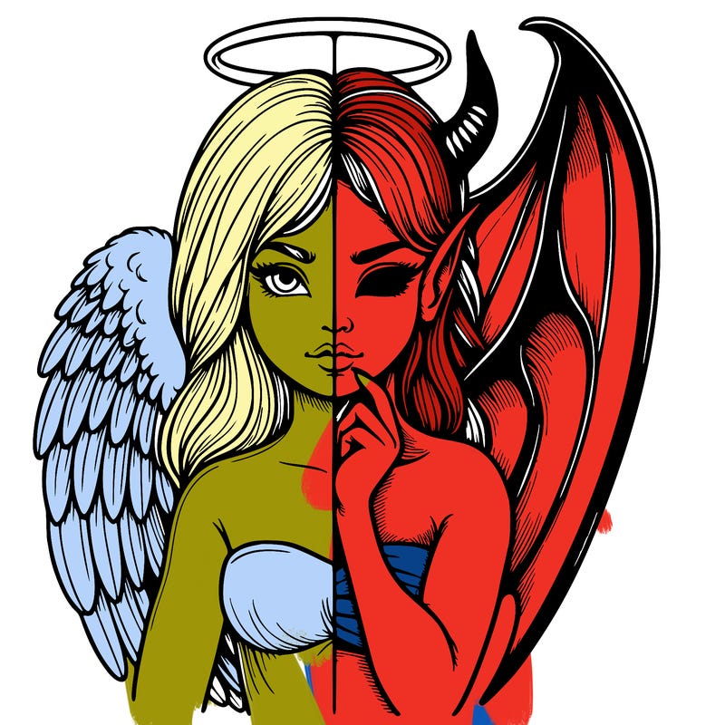 realistic angel half demon