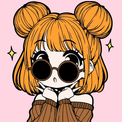 manga girl with hairbuns and sun shape sunglasses