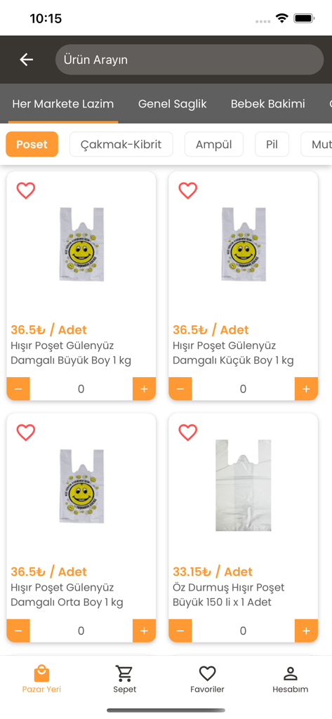 Hoopla - Hoopla mobile app interface showing wholesale listings for plastic bags and store supplies