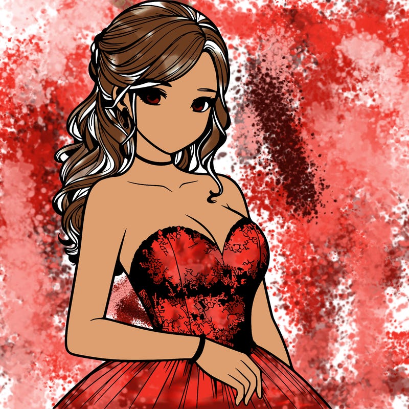 realistic girl in prom dress