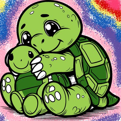 tortoise cuddling a soft toy