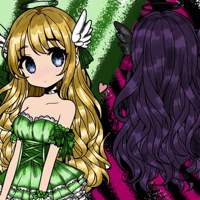 cute anime girl with angelic style and long flowy hair
