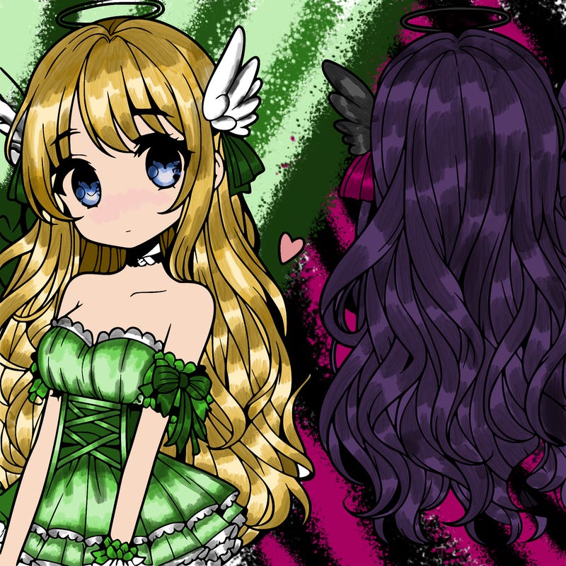 cute anime girl with angelic style and long flowy hair
