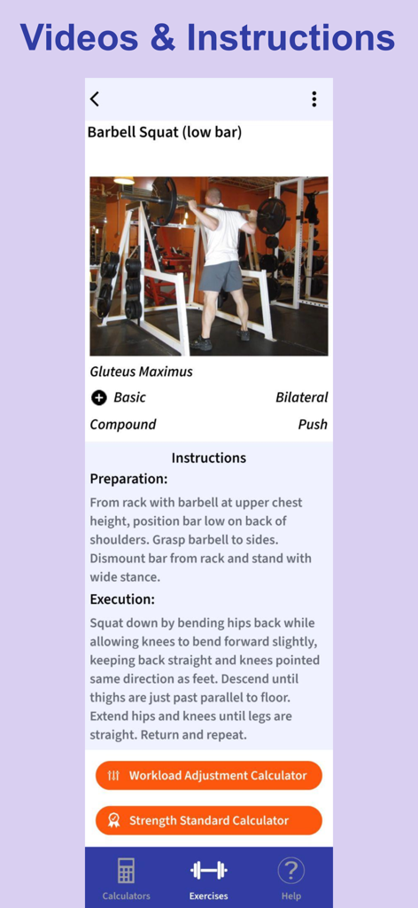 Barbell squat exercise guide with video and step by step instructions