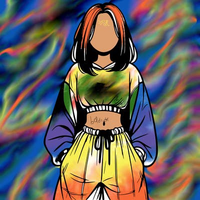 realistic girl faceless with baggy pants and a crop top