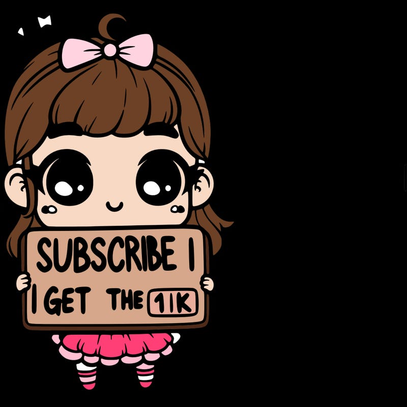 a cute little girl marked on a sign she is holding subscribe i will get the 1k