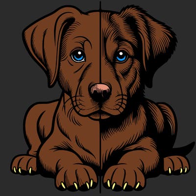 realistic dog split picture