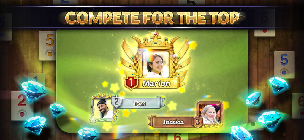 A leaderboard screen in the Okey mobile game showing player rankings and rewards.