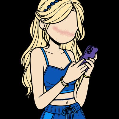 girl with crop top texting on her phone