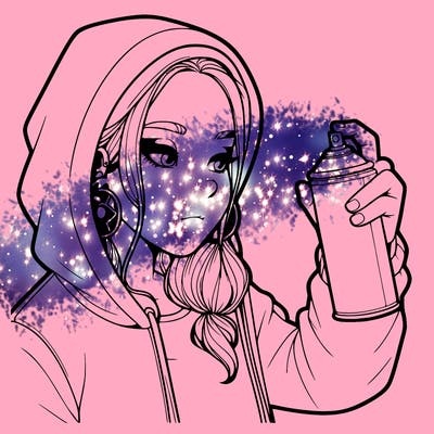 a realistic girl, spray painting