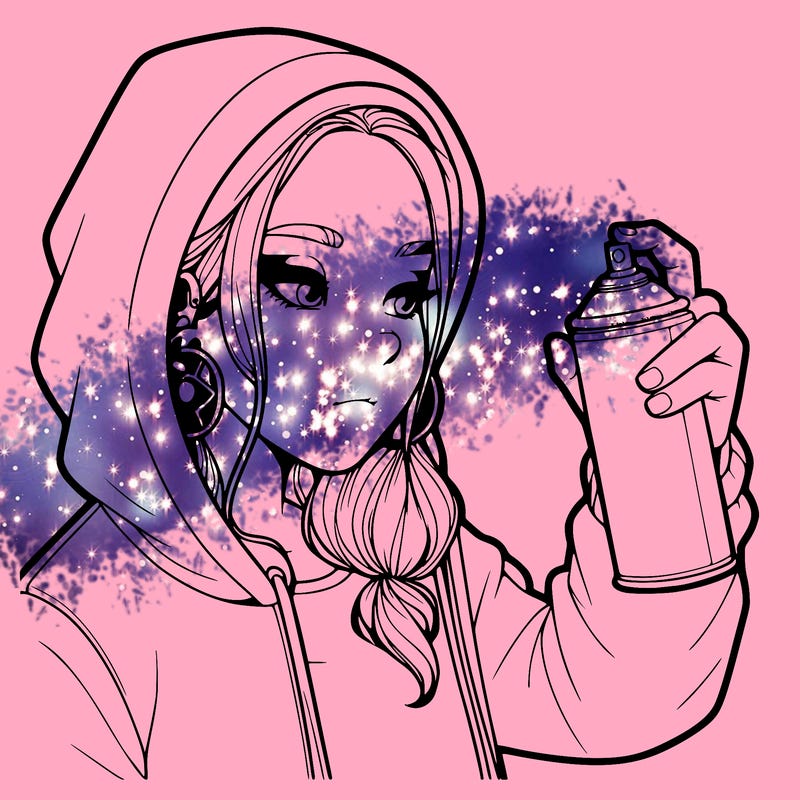 a realistic girl, spray painting