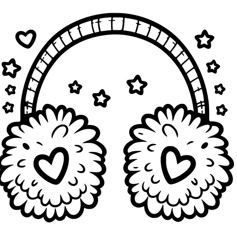 fluffy earmuffs with star or heart designs.