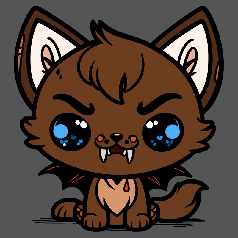 vampire cat with wolf ears