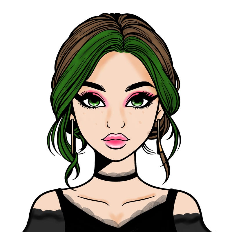 realistic girl with makeup on