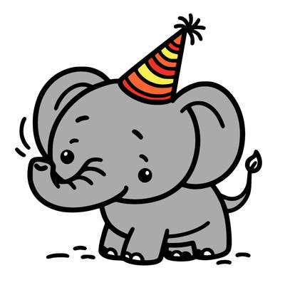 elephant with party hat