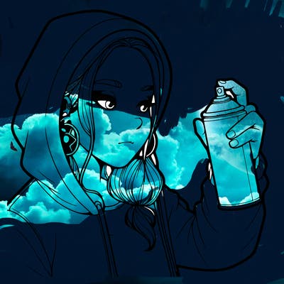 a realistic girl, spray painting