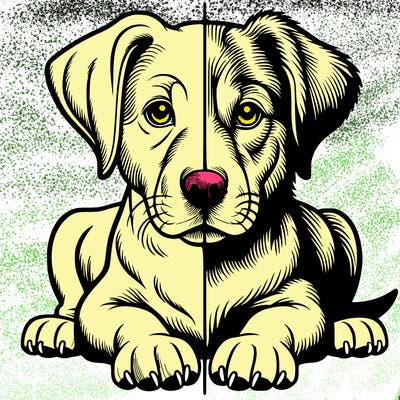 realistic dog split picture