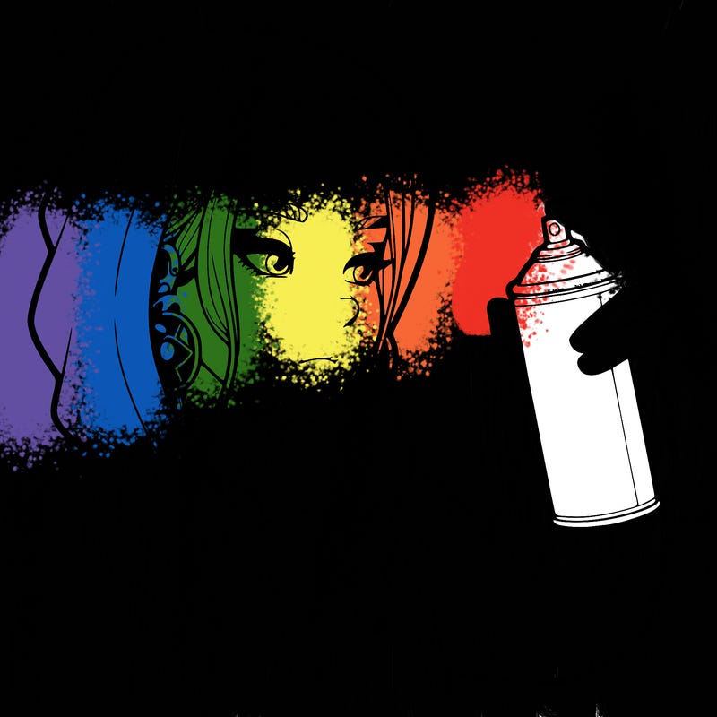 a realistic girl, spray painting