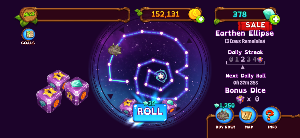Dice roll mechanic for the Earthen Ellipse event in My Singing Monsters Dawn of Fire