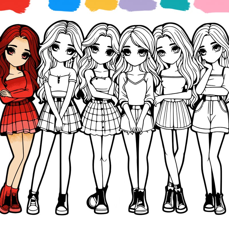 a group of girls realistic