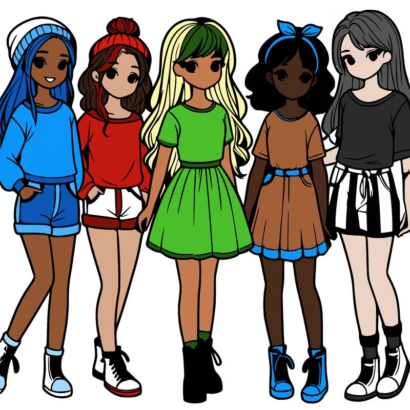 a group of five girls