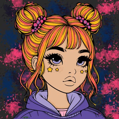realistic girl with space buns