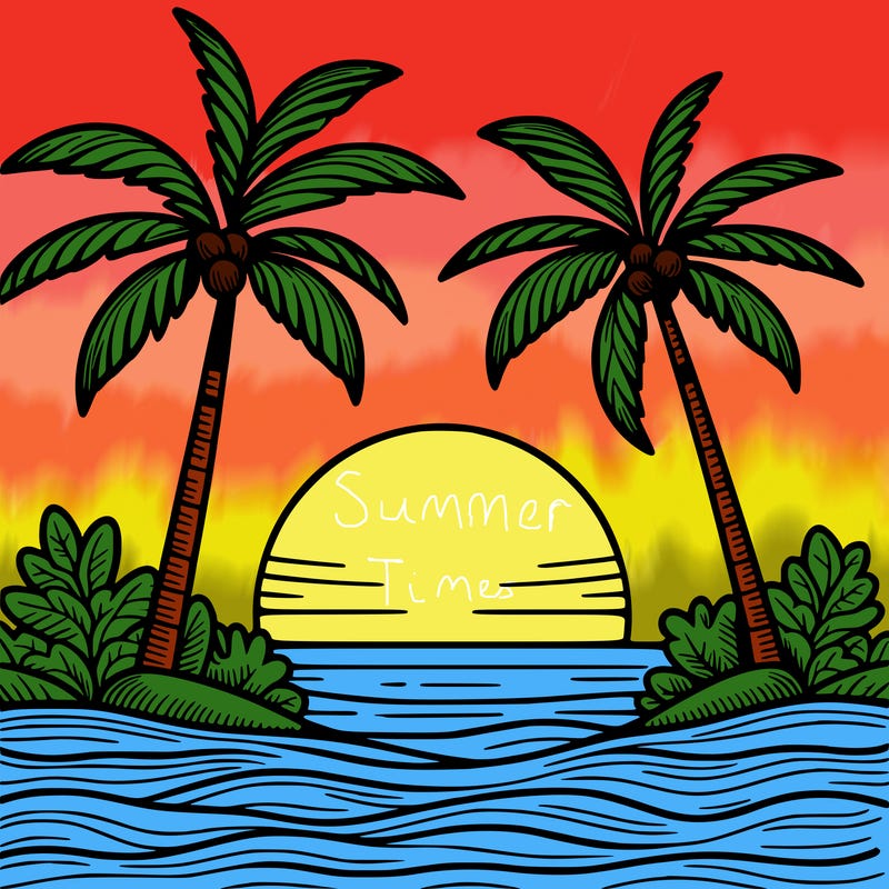 palm tree sunset with ocean