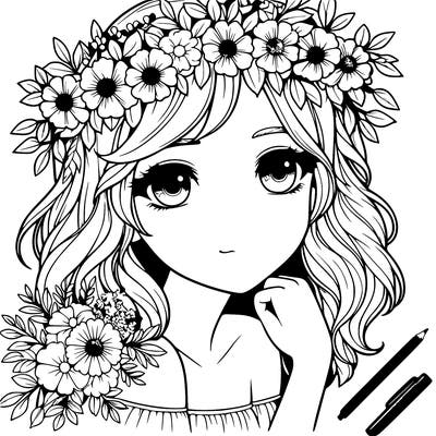 realistic girl with flower crown