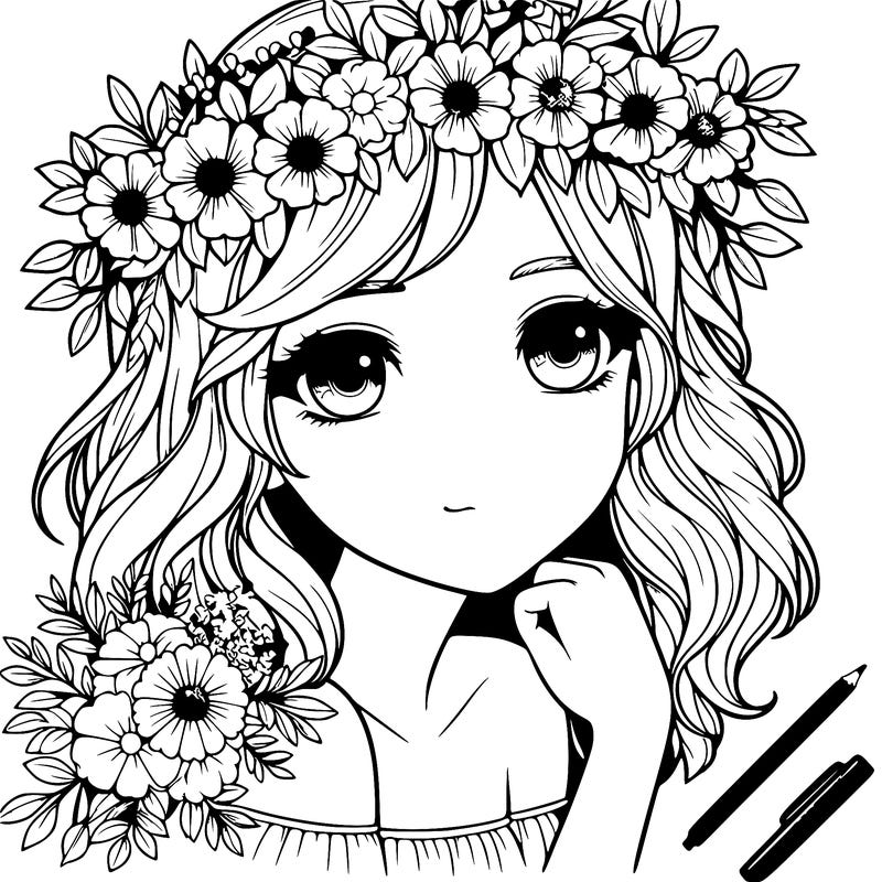 realistic girl with flower crown