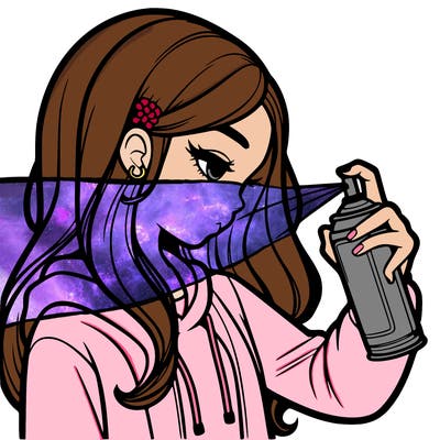 a realistic girl spray painting