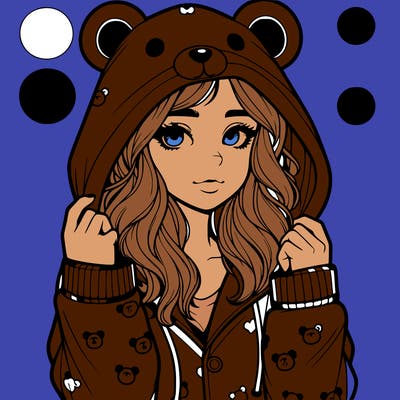 realistic girl in a animal pjs hoodie