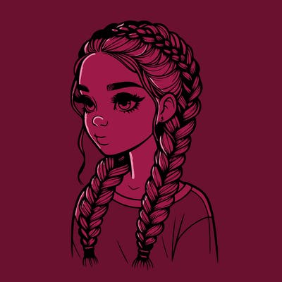 realistic girl with braids