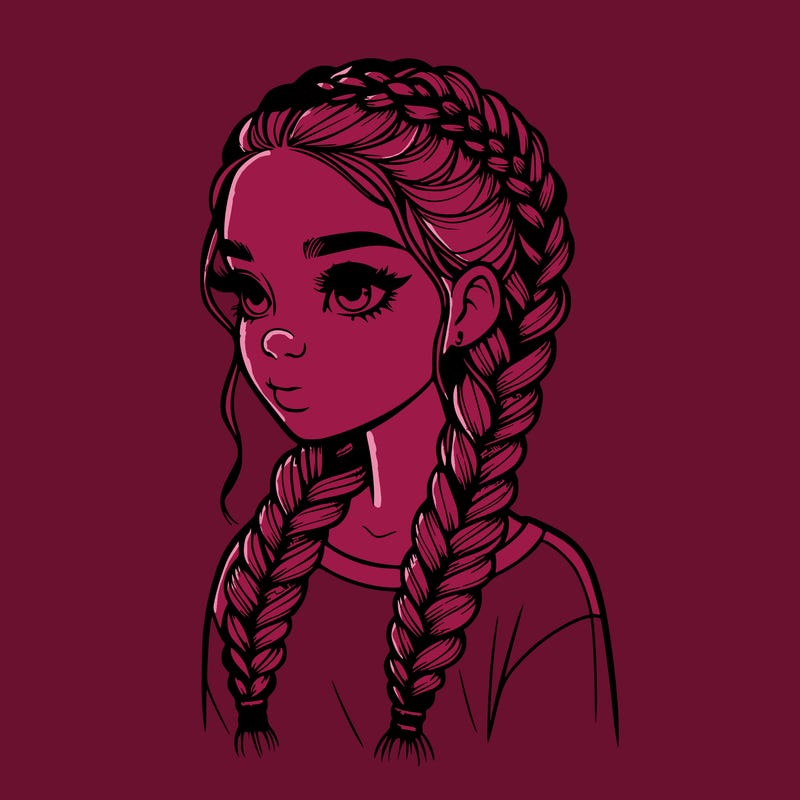 realistic girl with braids