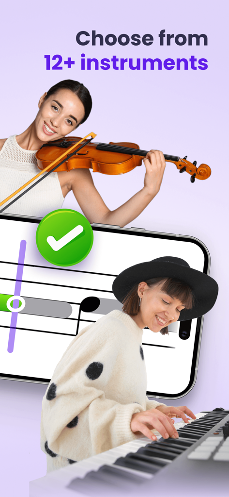 tonestro - Music Lessons - Two women practicing violin and piano using the tonestro music app with real-time feedback