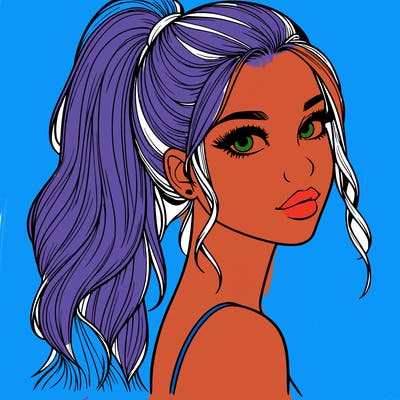 realistic pretty girl with high pony tail
