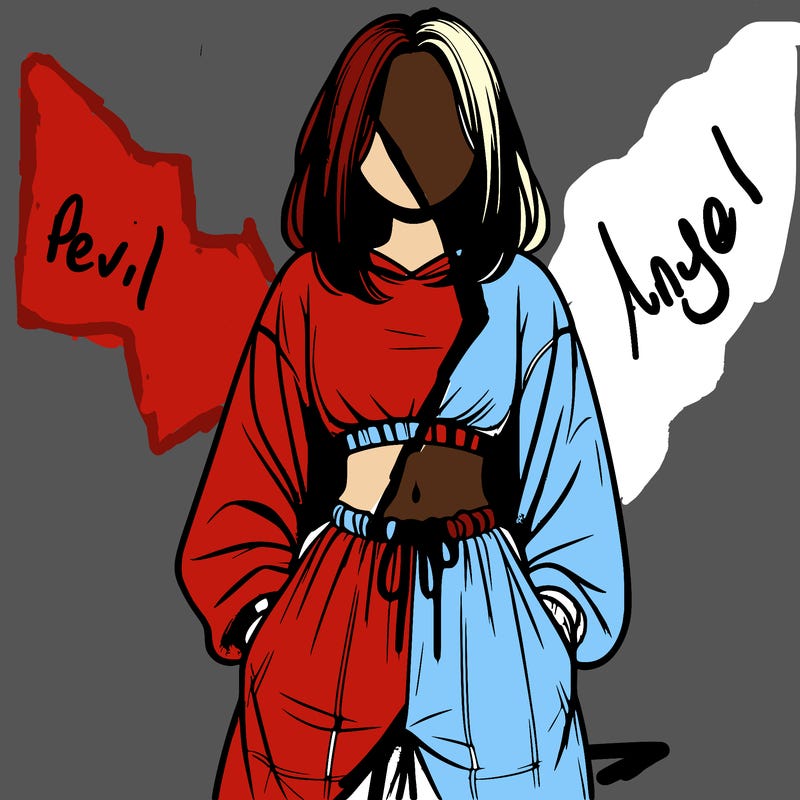 realistic girl faceless with baggy pants and a crop top