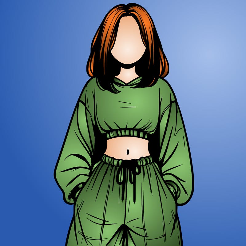 realistic girl faceless with baggy pants and a crop top