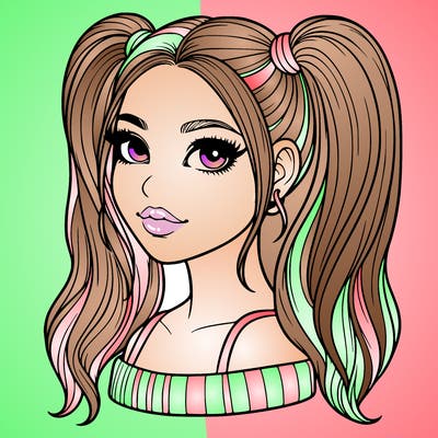 realistic woman with high pigtails