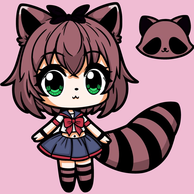 cute raccoon anime girl