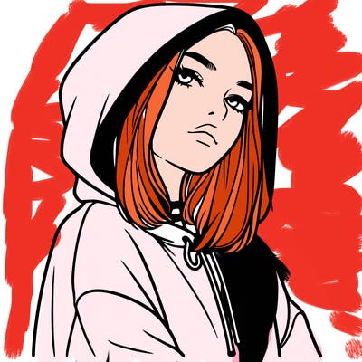 a realistic girl in a hoodie