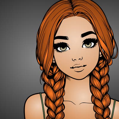 realistic girl with braids