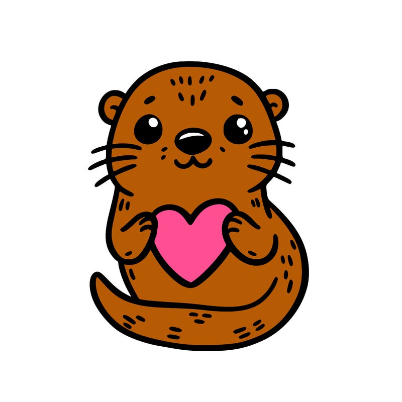 otter with a heart
