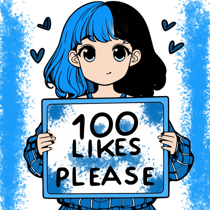 a girl holding a sign saying 100 likes please