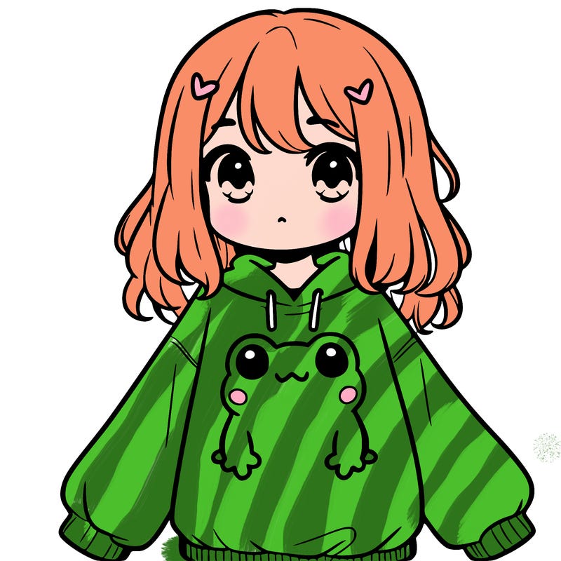 girl wearing frogging sweatshirt