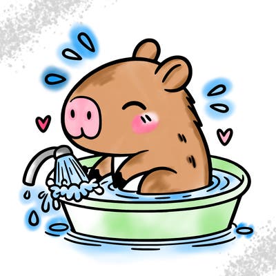 capybara taking a bath