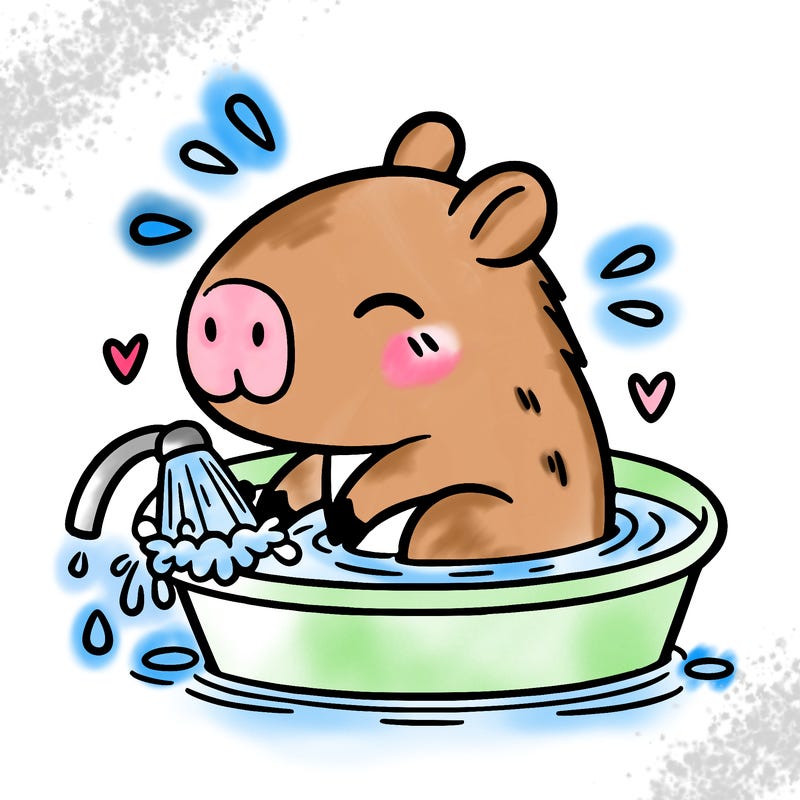 capybara taking a bath