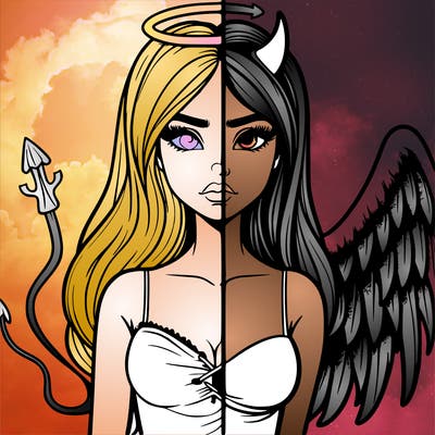 devil vs angel realistic girl