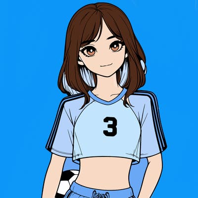 realistic girl wearing soccer jersey